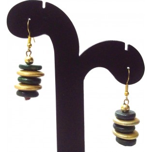 Handmade Painted Wooden Wood Earrings Jhumki Ethnic Chic Boho Drop Long EA350